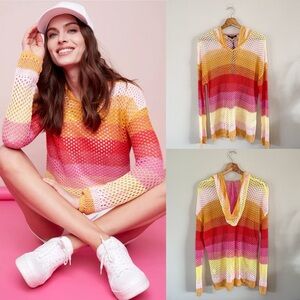 Charlie B | NWT Crochet Knit Colorful Hoodie/Swim Cover Up